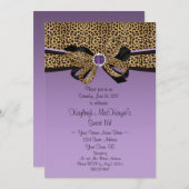 Druck-lila Juwel-Diamant-Bonbon 16 des Leopard-#2 Einladung (Vorne/Hinten)
