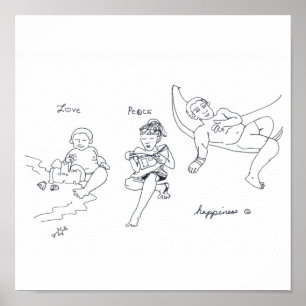 Druck LOVE PEACE HAPPINESS Poster