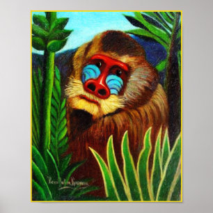 Druck: Mandrill im Dschungel durch Henri Rousseau Poster