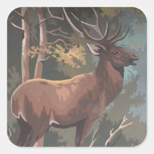 Druck nach Anzahl Elch Quadratischer Aufkleber