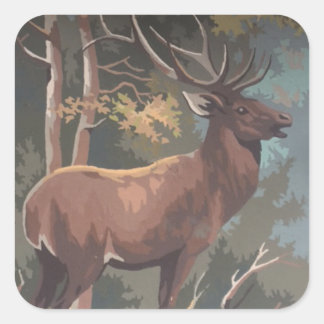 Druck nach Anzahl Elch Quadratischer Aufkleber