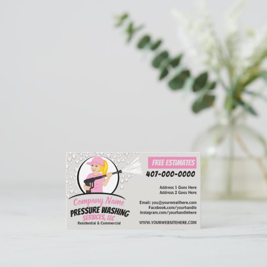Druck Power Waschen Frauen Vorlage Visitenkarte (Stehend Vorderseite)