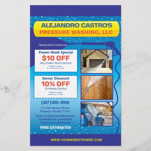 Druck Power Waschen Halbseiten Flyer Vorlage (Vorne)