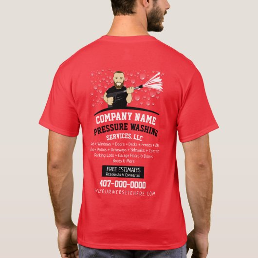 Druck Power Waschen & Reinigen individuell anpassb T-Shirt (Rückseite)