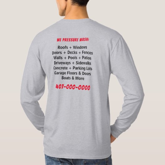 Druck Power Waschen & Reinigen individuell einstel T-Shirt (Rückseite)