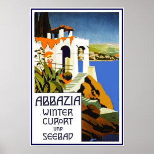 Druck Retro Vintage Bild Reise Abbazia Poster