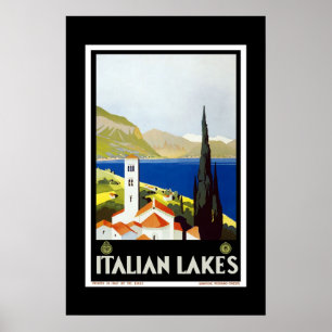 Druck Retro Vintage Bild Reise Italienische Seen Poster