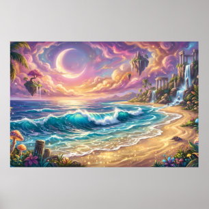Druck, Standard-Halbmatt Magische Fantasy-Ozean Poster
