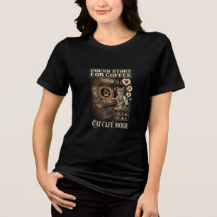 Drück Start für Coffee Cat Cafe Modus Barista Katz Tri-Blend Shirt