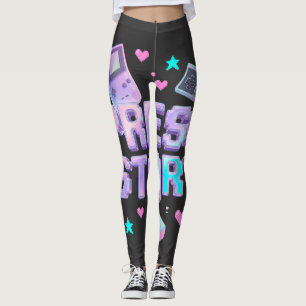 Drück Start Y2K Retro-Gaming-Arcade Chrome 90er Sp Leggings