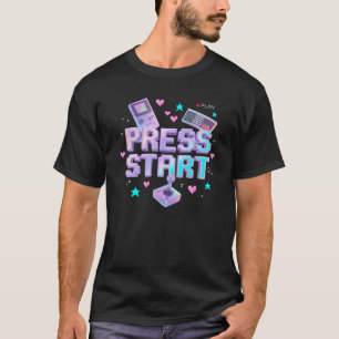 Drück Start Y2K Retro-Gaming-Arcade Chrome 90er Sp T-Shirt