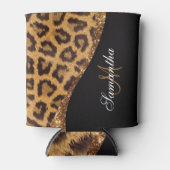 Druck und Glitzer von Pelztierblättern Dosenkühler (Vorderseite)