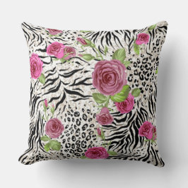 Druck und Rose der Tierhaut Kissen