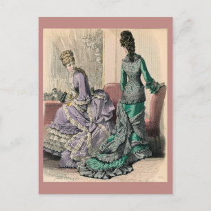 Druck viktorianischer Mode Februar 1877 Postkarte