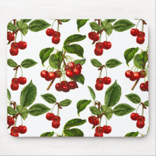 Druck von alten botanischen roten Kirschen Mousepad