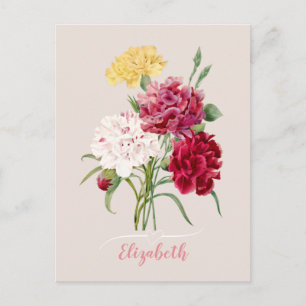 Druck von alten Nelkenblumen Postkarte