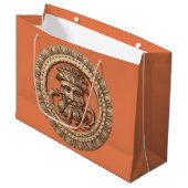 Druck von drei Gesichtern Große Geschenktüte (Vorderseite Schrägansicht)