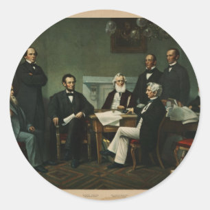 [Druck von Lincolns Kabinett basierend auf Carpent Runder Aufkleber