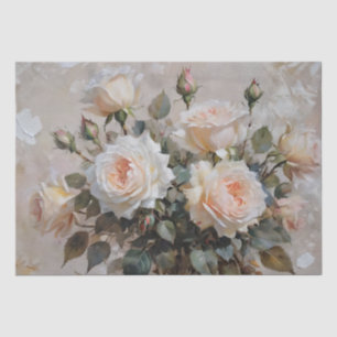 Druck von rosa und weißen Rosen Decoupage / Seidenpapier