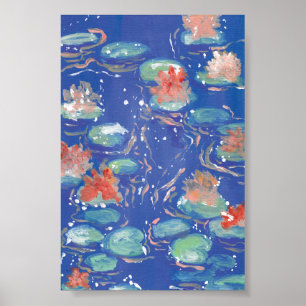 Druck von Wasserlilien, Werteplakat (Matte) Poster