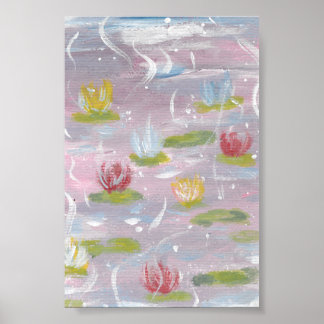 Druck von Wasserlilien, Werteplakat (Matte) Poster