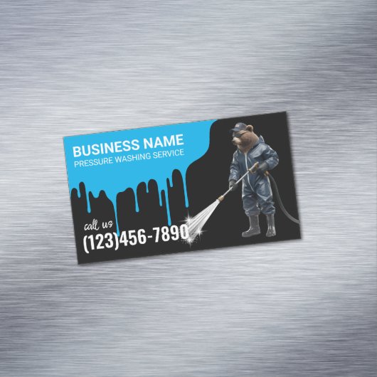 Druck Waschbären Power Reinigung Waschhaus Magnetische Visitenkarte (Beispiel)