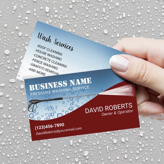 Druck Waschen Moderner roter Power Wash Reinigung Visitenkarte