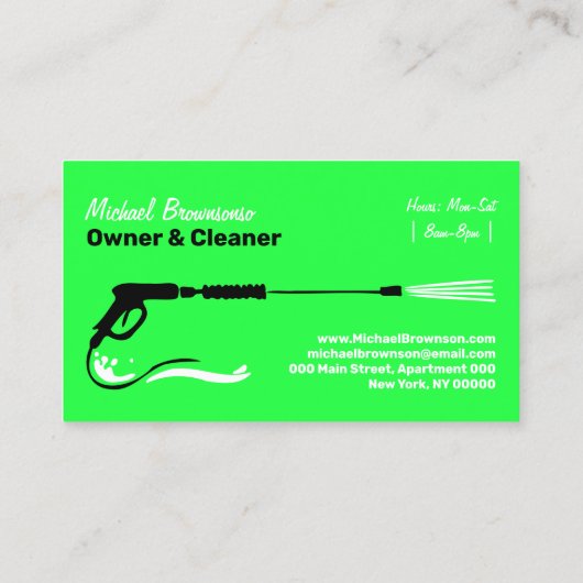 Druck Waschen Power Neon grün waschen Visitenkarte (Rückseite)