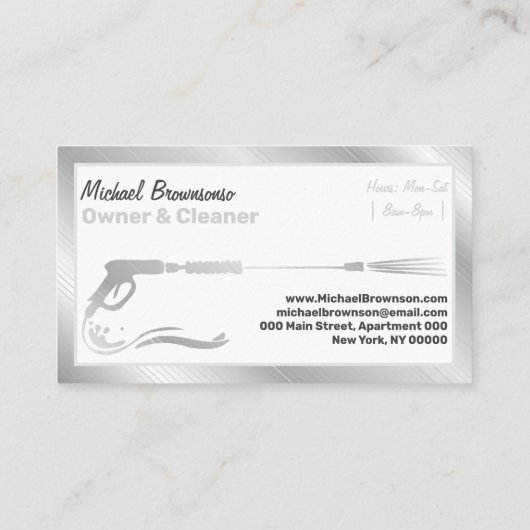 Druck Waschen Power Waschen Reinigung Silber Visitenkarte (Rückseite)