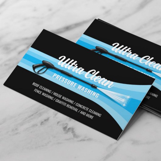 Druck Waschen Power Wash Blue Streifen Reinigung Visitenkarte