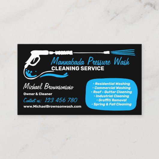 Druck Waschen Wassertropfen Power Reinigung wasche Visitenkarte (Vorderseite)