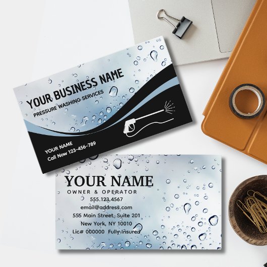 Druck Waschen Wassertropfen Power Reinigung wasche Visitenkarte