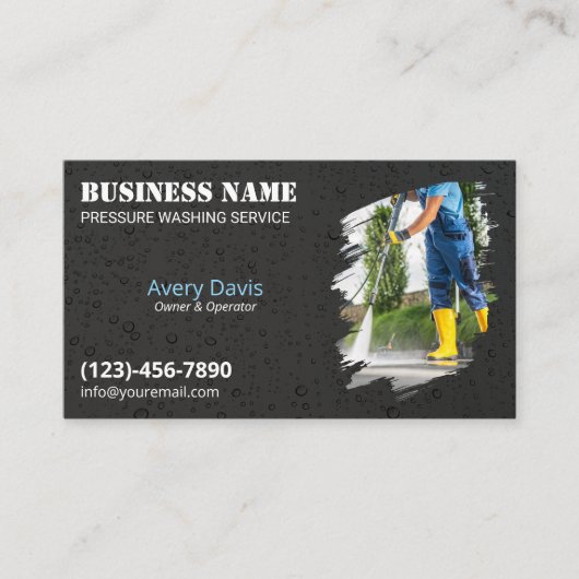 Druck Waschen Wassertropfen Power waschen Schwarz Visitenkarte (Vorderseite)