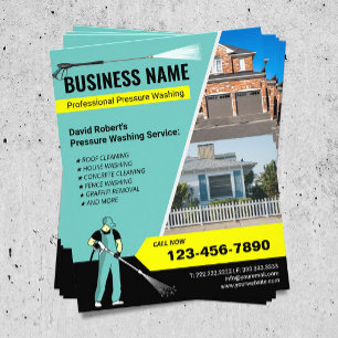 Druck Waschhaus Reinigung Power waschen Aquamarin  Flyer