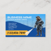 Druck Waschmaschine Power Washer Bear Blue Reinigu Visitenkarte (Vorderseite)