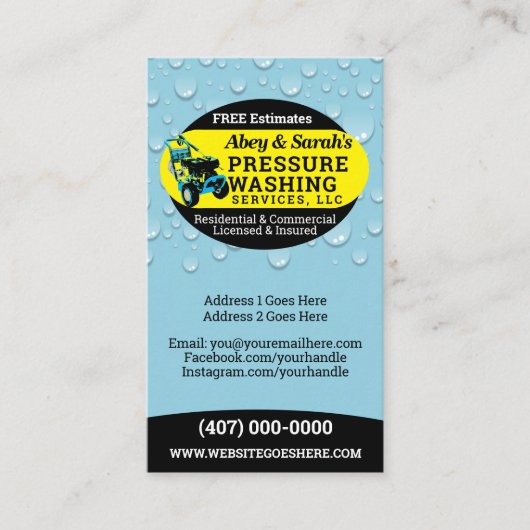 Druck Waschung Power Reinigung Visitenkarte (Vorderseite)