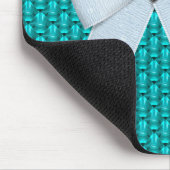 Druckaquamarine-Herz-Imitat-Juwel u. Bogen Mousepad (Ecke)