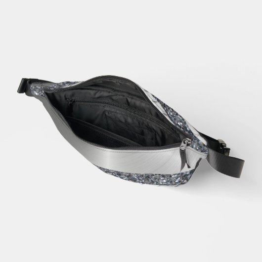 Druckausschnitt Nähtasche Silver Glitzer Bauchtasche (Offen)