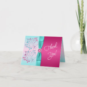 DRUCKband Rosa, das Blumen Aqua danken Ihnen zu Dankeskarte