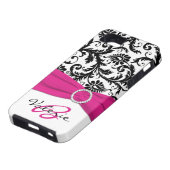 DRUCKband Rosa, Schwarzes, weißer Blumendamast Case-Mate iPhone Hülle (unten)