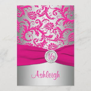 DRUCKband Rosa, silbernes Grau-Bonbon 16 laden ein Einladung