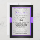 DRUCKband Schwarzes, Silber, lila Blumen Einladung (Rückseite)