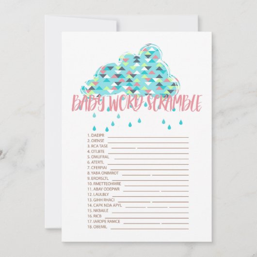 Druckbar! Einfache moderne Babydusche Themenspiele Einladung (Vorderseite)