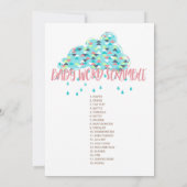 Druckbar! Einfache moderne Babydusche Themenspiele Einladung (Rückseite)