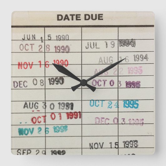 Druckbare Bibliothekskarten Acrylwand-Uhr Quadratische Wanduhr (Vorderseite)