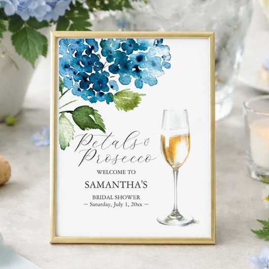 Druckbare Blumenblätter und Prosecco-Brautparty-Sc Poster