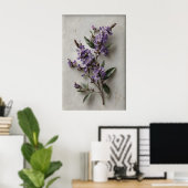 Druckbare Dampiera-Wandkunst, Antike Blumenfeder Poster (Heimbüro)