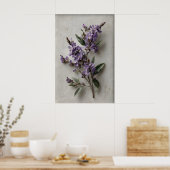 Druckbare Dampiera-Wandkunst, Antike Blumenfeder Poster (Küche)
