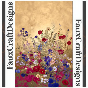 Druckbare Fantasy-Blumen Goldener Hintergrund Link Seidenpapier
