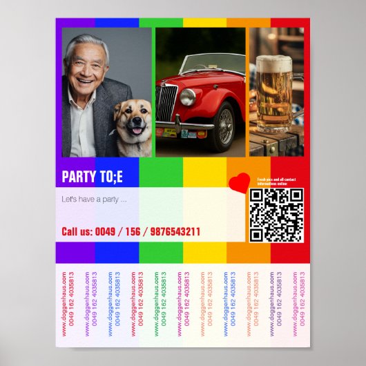 Druckbare farbenfrohe Flyer-Vorlage QR-Code Regenb Poster (Vorne)